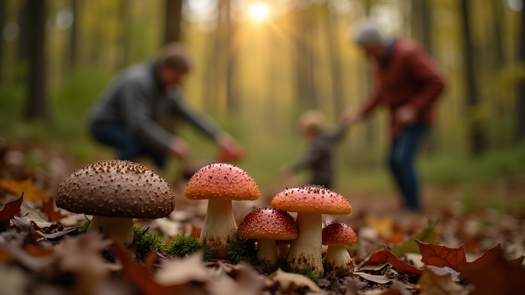 Kurzemes meža ainavas ar sēņiem un ogām rudens sezonā