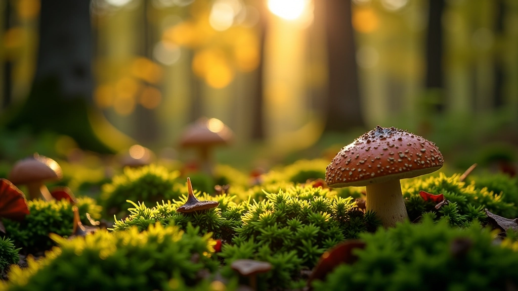 Rudens mežs Kurzemes reģionā ar daudz sēņu